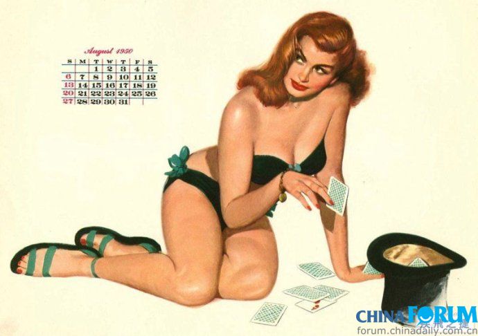 ปฏิทินโบราณ ย้อนยุคปี 1950 American calendar girl