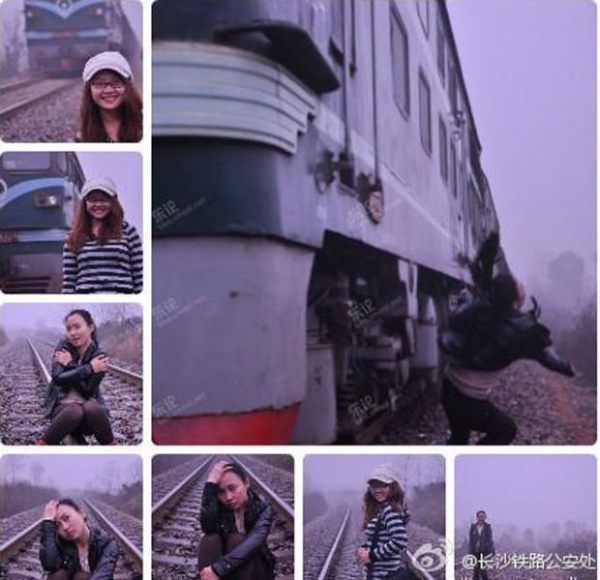 อุทาหรณ์! สาวจีนห่วงถ่ายรูป บนรางรถไฟ สุดท้าย..