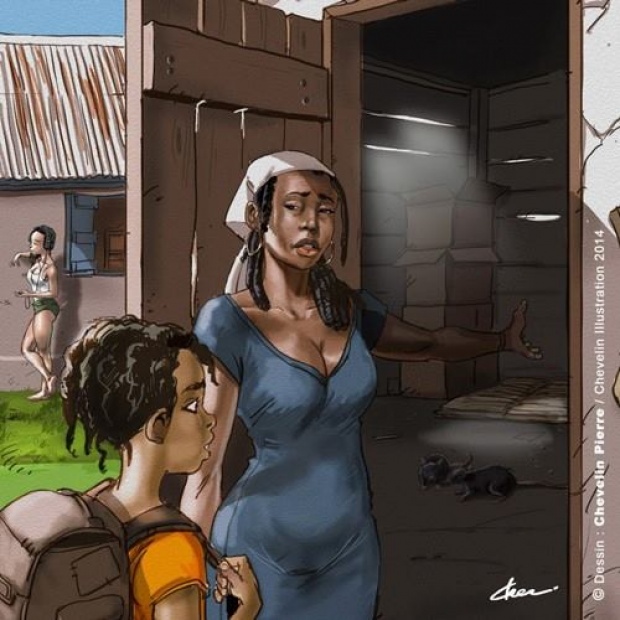 เศร้า!!ภาพวาดสะท้อนความลำบากยากจน ของเด็กคนหนึ่งใน  เฮติ!!
