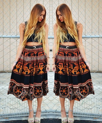 เทรนด์แฟชั่น กระโปรง midi skirt