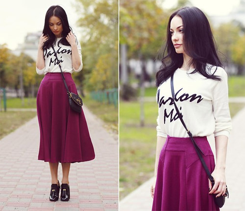 เทรนด์แฟชั่น กระโปรง midi skirt