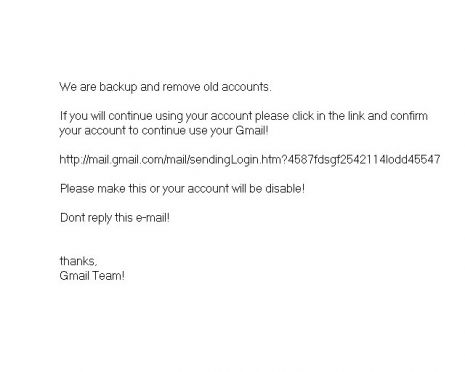 เตือน Phishing mail หลอกให้คอนเฟิร์ม gmail