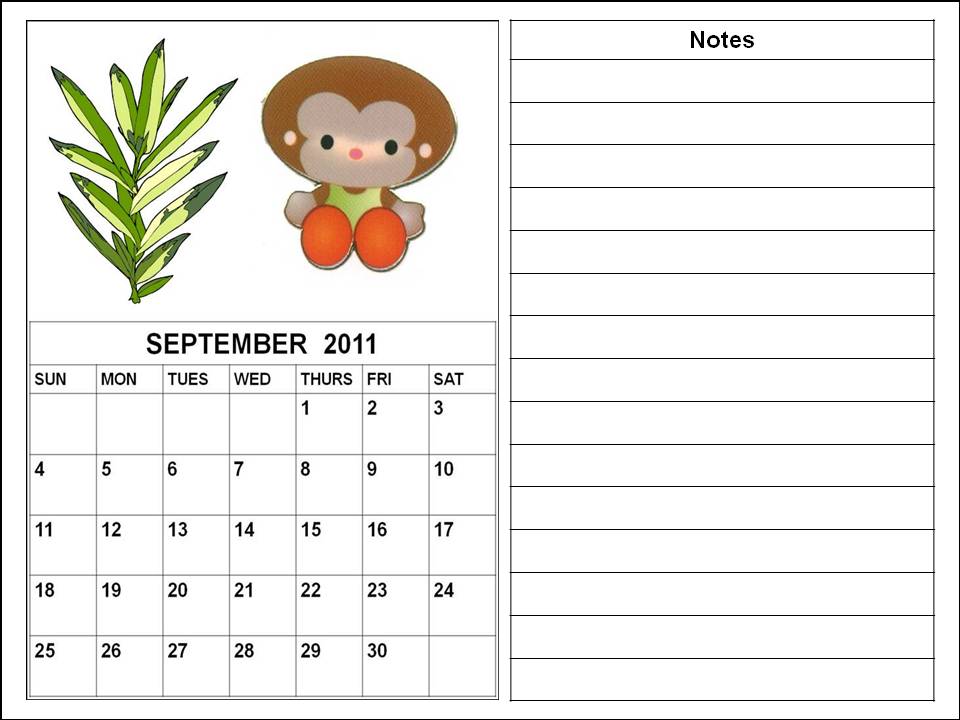 Cute Cartoon Calendars Planners 2011