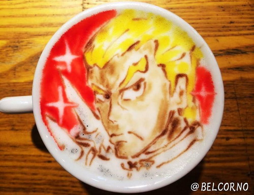 สีสันกาแฟ latte arts การ์ตูนของญี่ปุ่น