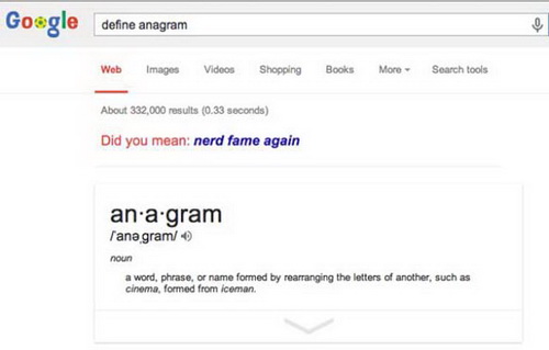 15. ถ้าจะหานิยามของคำว่า “anagram” มันก็จะเอาไปเรียงใหม่อยู่ดี
