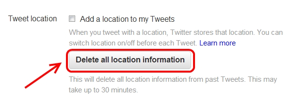 วิธีการลบข้อมูลตำแหน่ง Location ที่เคยทวิตไว้แล้ว ออกจาก twitter 