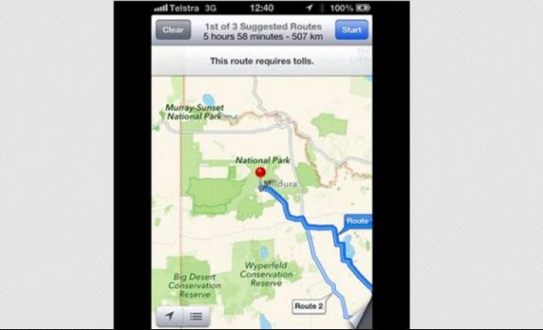 แอพพลิเคชันแผนที่ของแอปเปิลทำผู้ขับรถหลงทางในออสเตรเลีย