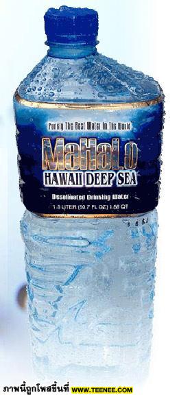 อันดับที่สาม น้ำดื่มยี่ห้อ Mahalo Deep Sea Water ราคาก็ลิตรละ 1,764 บาทเท่านั้นค่ะคุณขา น้ำขวดนี้ได้มาจากแหล่งทะเลจากฮาวาย  แต่มันดันจืดสนิทไม่มีรสอื่นเลย เพราะกำเนิดมันมาจาก ภูเขาน้ำแข็งที่ละลายตัวลง