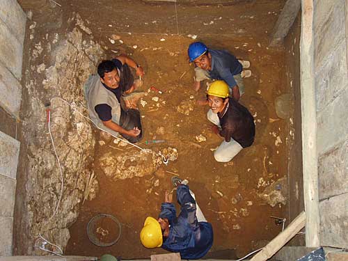 ภาพนักโบราณคดีทีมอินโด-ออสเตรเลีย ขณะำกำลังทำการขุดกระดูกมนุษย์