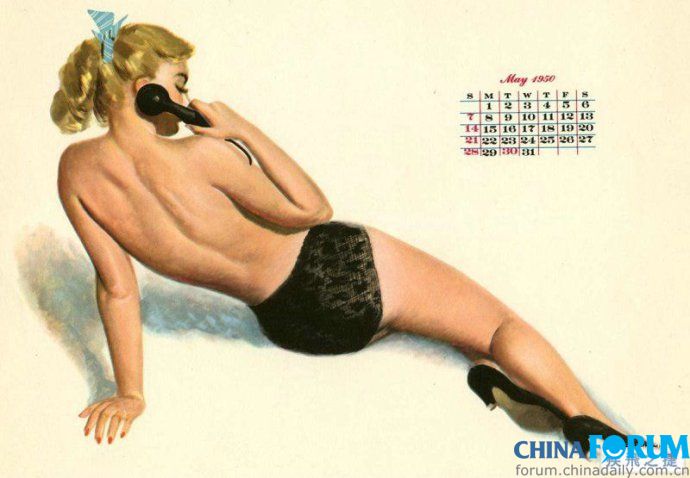 ปฏิทินโบราณ ย้อนยุคปี 1950 American calendar girl