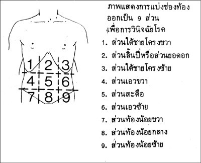 ปวดท้องจุดต่าง ๆ ทั้ง 9 จุด...หมายถึง