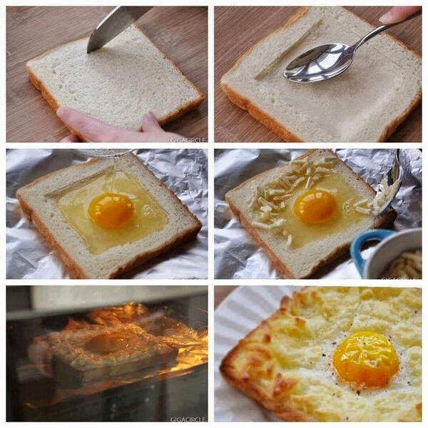 อาหารเช้าง่ายๆ ไข่ดาวอบชีสขนมปัง กรุบกรุบ 