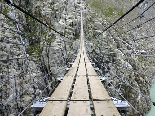 Hanging Bridge at Trift Glacier, Switzerland