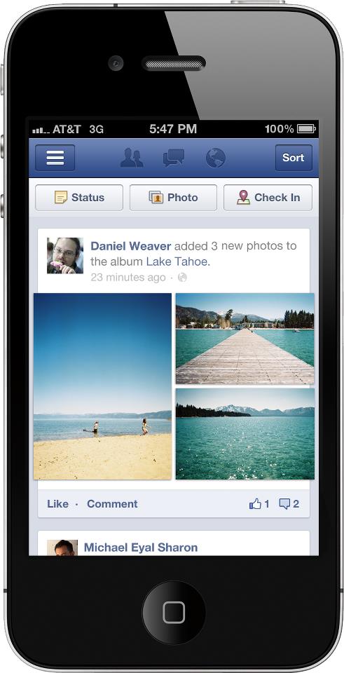 เฟซบุ๊กปรับ Facebook Mobile ดูรูปในหน้า News Feed ใหญ่กว่าเดิม
