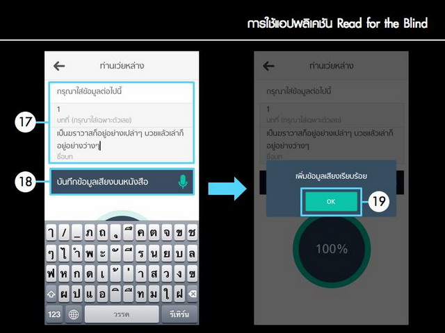 คู่มือ การใช้แอพพลิเคชั่น Read for the Blind