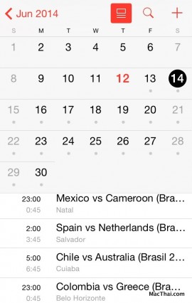 วิธีเพิ่มตารางแข่งฟุตบอลโลก 2014 ลงบน iPhone, iPad, Mac ฟรี