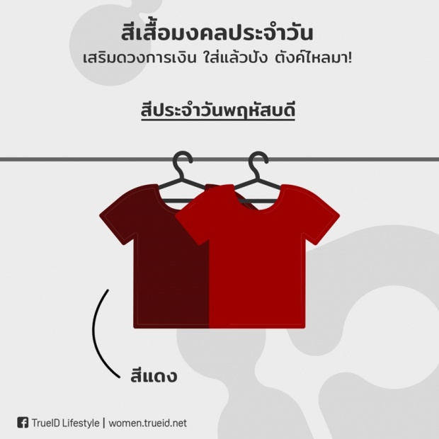 เสริมดวงการเงิน! สีเสื้อมงคลประจำวัน ปี 2561