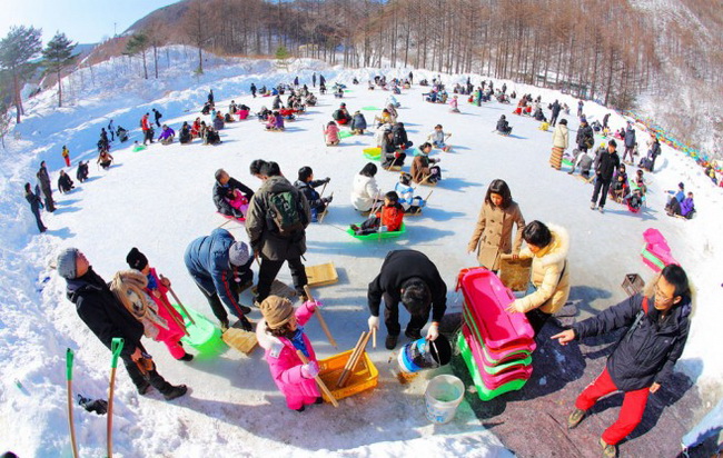 เทศกาลหิมะ ภูเขาแทแบ็ค ประเทศเกาหลี