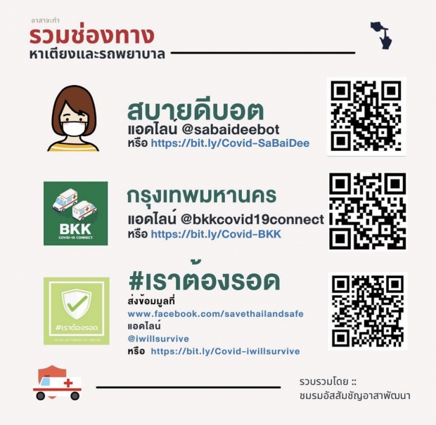 รวมเบอร์หน่วยงาน และคนดังช่วยหาเตียงและรถพยาบาล สำหรับผู้ป่วยโควิด-19