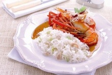 ข้าวตะไคร้+กุ้งราดซอสมะขาม