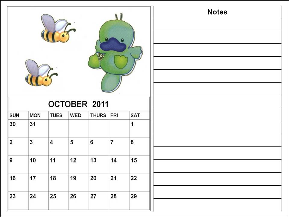 Cute Cartoon Calendars Planners 2011