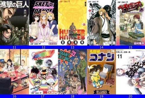 50 อันดับหนังสือการ์ตูนขายดีในญี่ปุ่น ปี 2554 