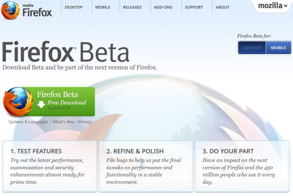 Firefox 12.0 Beta 5 เพิ่มฟีเจอร์ อัพเดทโปรแกรมเวอร์ชั่นใหม่แบบอัตโนมัติ !