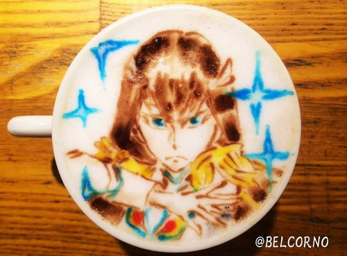 สีสันกาแฟ latte arts การ์ตูนของญี่ปุ่น