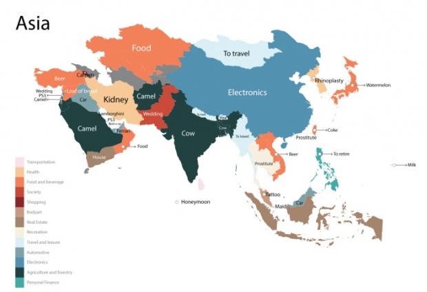 แผนที่ที่ให้คุณเห็นว่าคนทั้งโลกเสิร์ชหาสินค้าใดมากที่สุดในแต่ละประเทศ