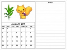 Cute Cartoon Calendars Planners 2011