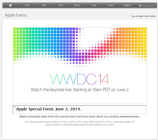 แอปเปิลถ่ายทอดสด งาน WWDC 14, คาดเปิดตัว iOS 8 (2 มิ.ย.)