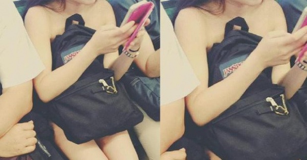 สาวนิรนาม เปลือยร่าง ขึ้นรถไฟใต้ดิน โดยมีเพียงกระเป๋าใบเดียวปิดบังร่างกาย  