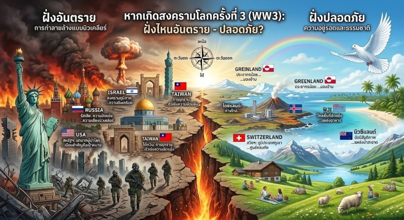 ส่องประเทศอันตรายสุดVSปลอดภัยสุด ถ้าเกิดสงครามโลก