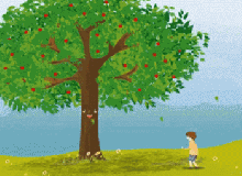 เด็กน้อยกับต้นแอปเปิ้ล